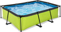 Pool EXIT Toys Lime, Rechteckiger, Leicht Zugänglich, Starker Rahmen, Grün, Maße 220x150x65cm, Kompakter Rahmenpool mit Kartuschenfilterpumpe