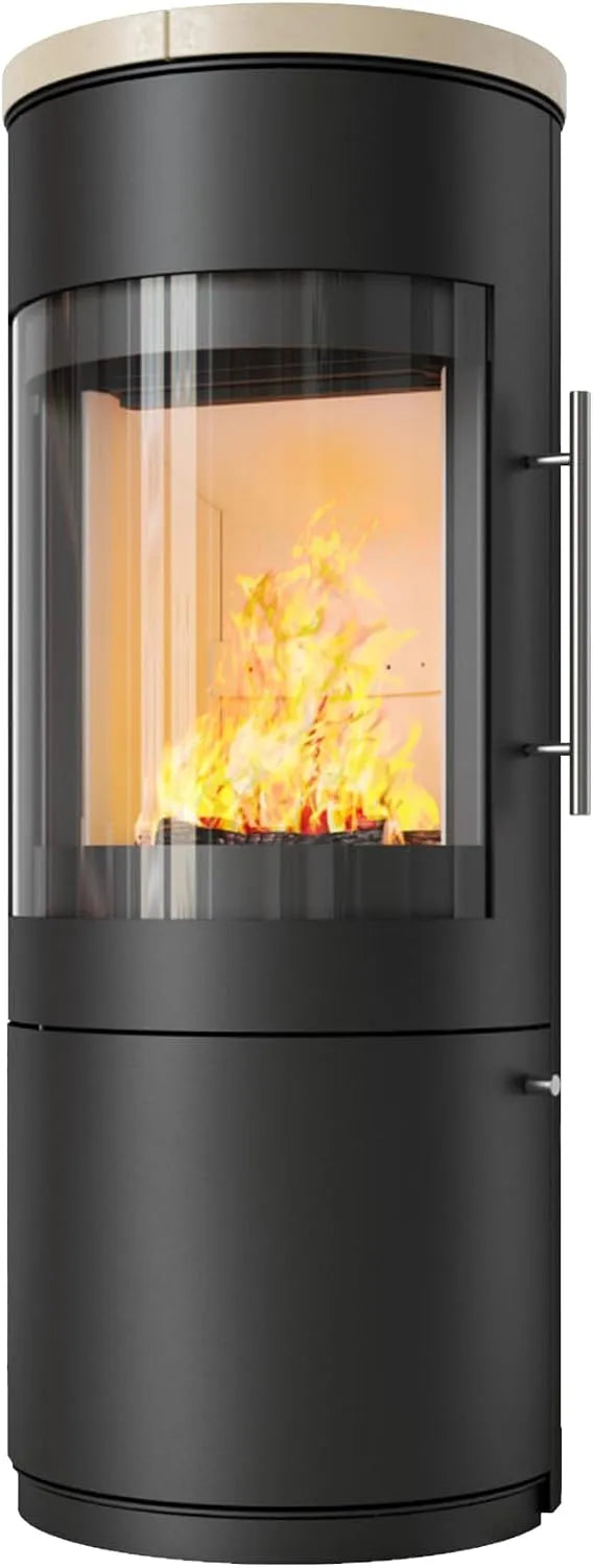 Kaminofen, Hark 110 ECOplus 6 kW, Ofenkacheln: Creme, Korpus: Graphit