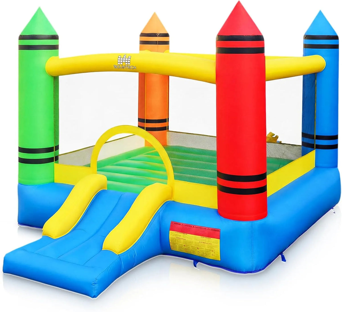 Costway Hüpfburg mit Rutsche, Maße 346 x 259 x 220 cm, großer Sprungbereich, Bouncy Castle für Kinder, Innen- und Außenbereich