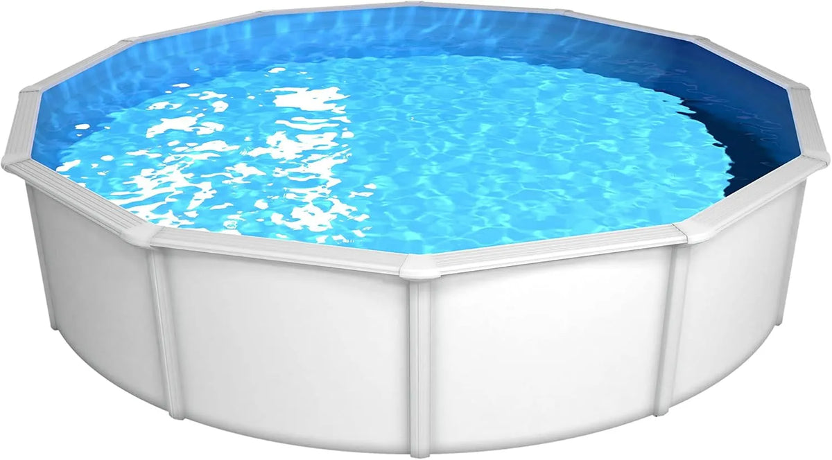 Pool 012151, Ø 460 x 120 cm, Robuster in Weiß für bis zu 17.900 l Wasserinhalt, Steinbach Stahlwandpool Set Nuovo de Luxe II