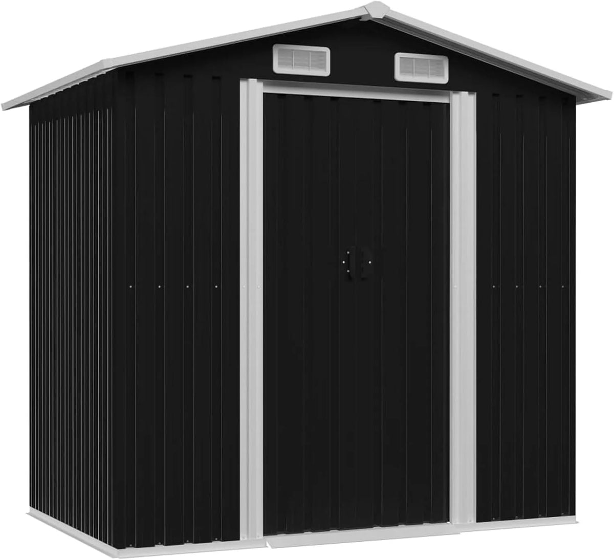 Gerätehaus, Gecheer Gartenschuppen Anthrazit Stahl 204 x 132 x 186 cm Wetterfest Gartenhaus Werkzeugschuppen Fahrradgarage